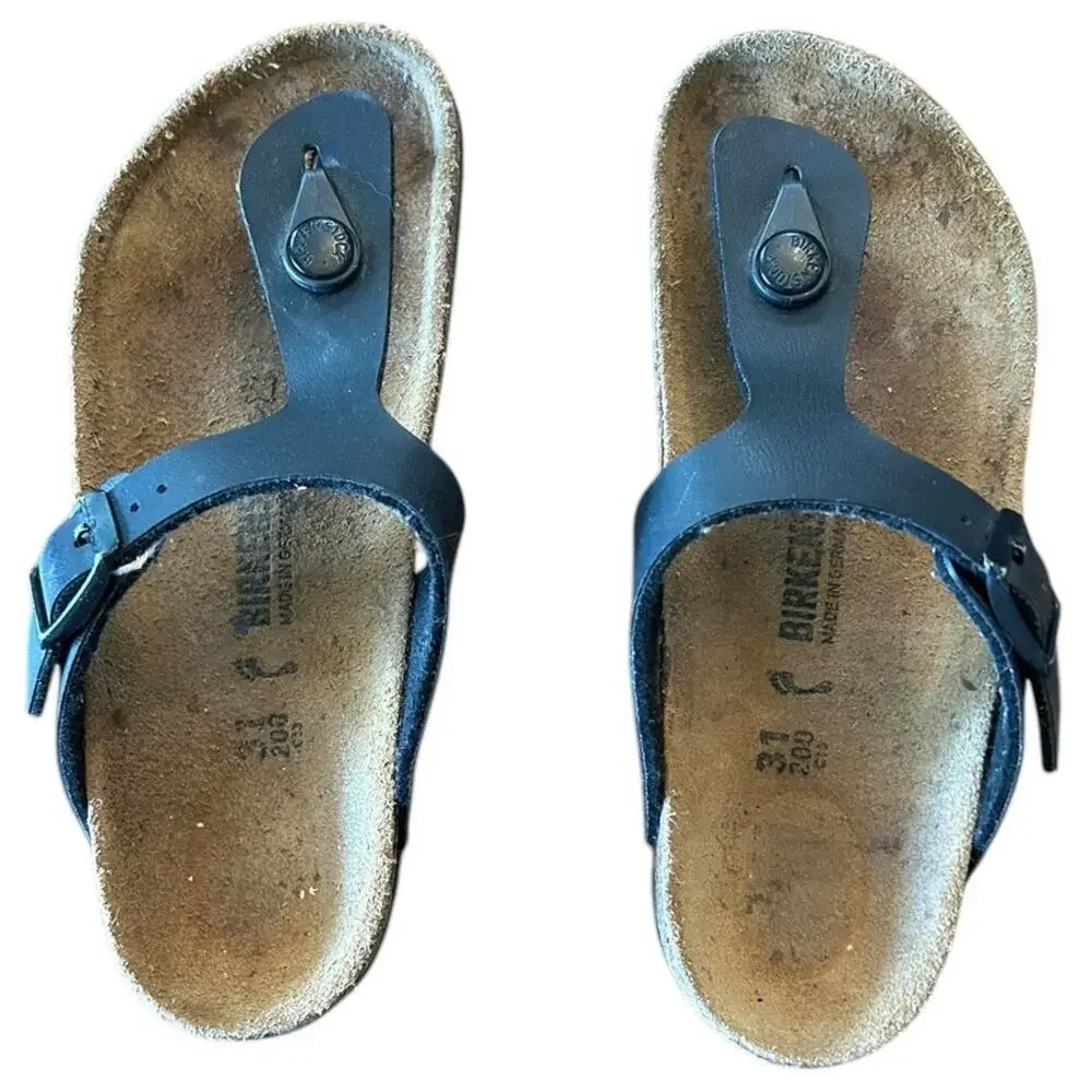 BIRKENSTOCK Girls Gizeh Sandal EU 31 US 13 Kids Black Birko-Flor Thong Slides